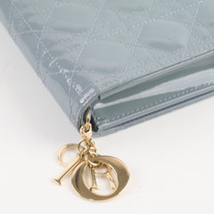 Dior Patent Wallet on Chain Dusty Blue