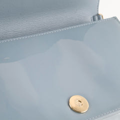 Dior Patent Wallet on Chain Dusty Blue