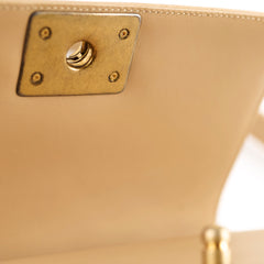 Chanel Small Boy Chevron Beige Calfskin