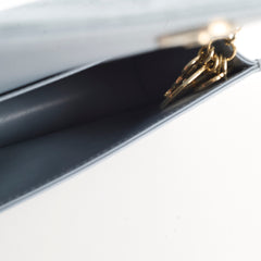 Dior Patent Wallet on Chain Dusty Blue