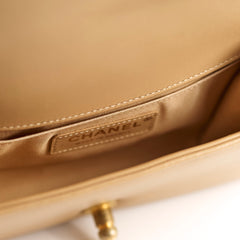 Chanel Small Boy Chevron Beige Calfskin