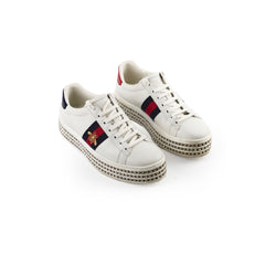 Gucci Ace Crystal Platform Sneakers White Size 37