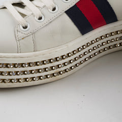 Gucci Ace Crystal Platform Sneakers White Size 37