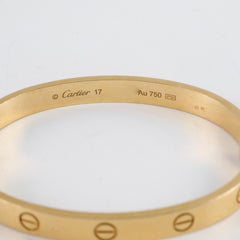 Cartier Classic Love Bracelet Yellow Gold Size 17