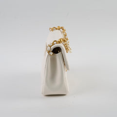 Chanel Square Seasonal Pearl Flap White Lambskin (microchip)