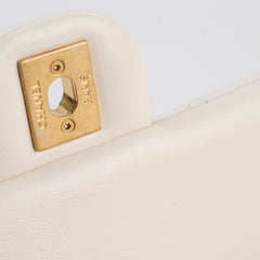 Chanel Square Seasonal Pearl Flap White Lambskin (microchip)