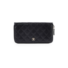 Chanel Caviar Zip Long Wallet Black