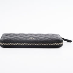 Chanel Caviar Zip Long Wallet Black