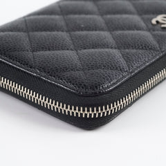 Chanel Caviar Zip Long Wallet Black