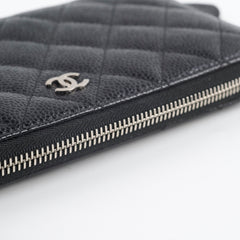 Chanel Caviar Zip Long Wallet Black