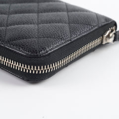 Chanel Caviar Zip Long Wallet Black