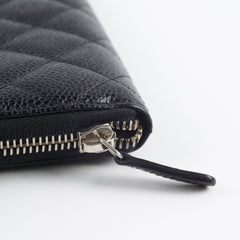 Chanel Caviar Zip Long Wallet Black