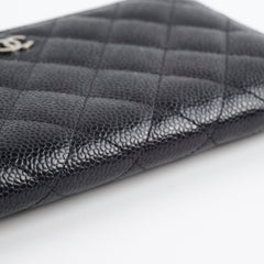 Chanel Caviar Zip Long Wallet Black