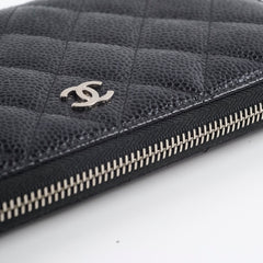 Chanel Caviar Zip Long Wallet Black