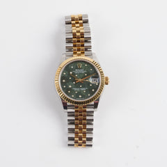 Rolex Datejust Oyster Perpectual Two Tone 31mm Floral Motif with Diamonds Watch Green 2023