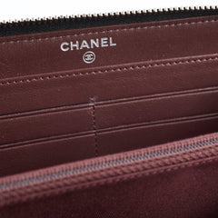 Chanel Caviar Zip Long Wallet Black