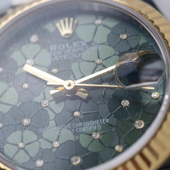 Rolex Datejust Oyster Perpectual Two Tone 31mm Floral Motif with Diamonds Watch Green 2023