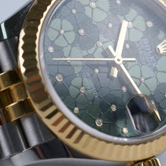 Rolex Datejust Oyster Perpectual Two Tone 31mm Floral Motif with Diamonds Watch Green 2023