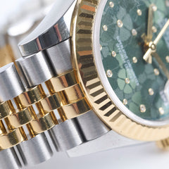 Rolex Datejust Oyster Perpectual Two Tone 31mm Floral Motif with Diamonds Watch Green 2023
