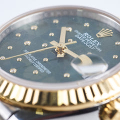 Rolex Datejust Oyster Perpectual Two Tone 31mm Floral Motif with Diamonds Watch Green 2023
