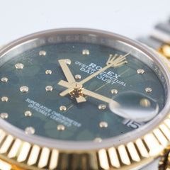 Rolex Datejust Oyster Perpectual Two Tone 31mm Floral Motif with Diamonds Watch Green 2023