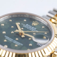 Rolex Datejust Oyster Perpectual Two Tone 31mm Floral Motif with Diamonds Watch Green 2023