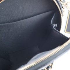 Chanel round top handle crossbody vanity caviar bag black