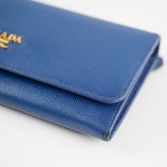 Prada Blue Saffiano Wallet