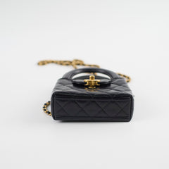 Chanel Micro Kelly Shopper Bag Black Microchipped