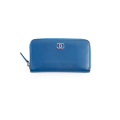 Chanel Lambskin Zip Wallet Blue 23 Series
