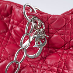 Christina Dior Cannage Soft Leather Tote Red