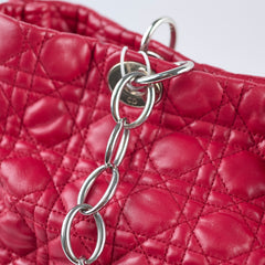 Christina Dior Cannage Soft Leather Tote Red