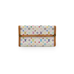 Louis Vuitton Multicolor Fold Long Wallet White