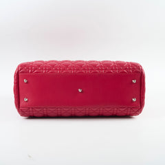 Christina Dior Cannage Soft Leather Tote Red