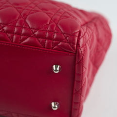 Christina Dior Cannage Soft Leather Tote Red