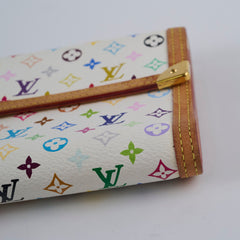 Louis Vuitton Multicolor Fold Long Wallet White