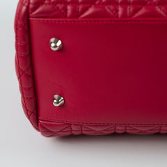 Christina Dior Cannage Soft Leather Tote Red