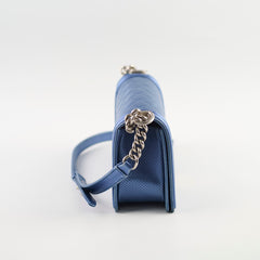 Chanel Old Medium Boy Metallic Blue