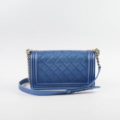 Chanel Old Medium Boy Metallic Blue