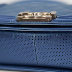 Chanel Old Medium Boy Metallic Blue