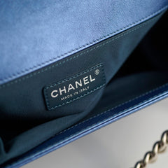 Chanel Old Medium Boy Metallic Blue