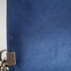 Chanel Old Medium Boy Metallic Blue