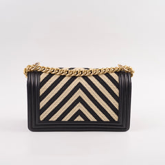 Chanel Tweed Chevron Boy Old Medium Black/ White
