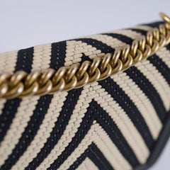 Chanel Tweed Chevron Boy Old Medium Black/ White