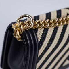 Chanel Tweed Chevron Boy Old Medium Black/ White