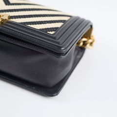 Chanel Tweed Chevron Boy Old Medium Black/ White