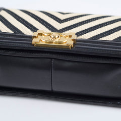 Chanel Tweed Chevron Boy Old Medium Black/ White