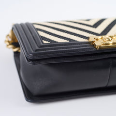 Chanel Tweed Chevron Boy Old Medium Black/ White