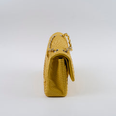 Chanel Python Medium M/L Classic Flap Yellow Series 22