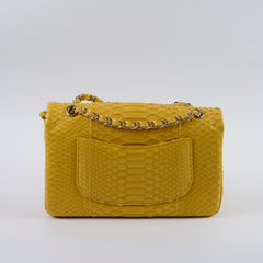 Chanel Python Medium M/L Classic Flap Yellow Series 22